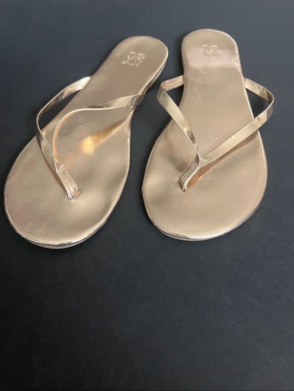 New York & Company Metallic Gold Thin-Strap Sandals